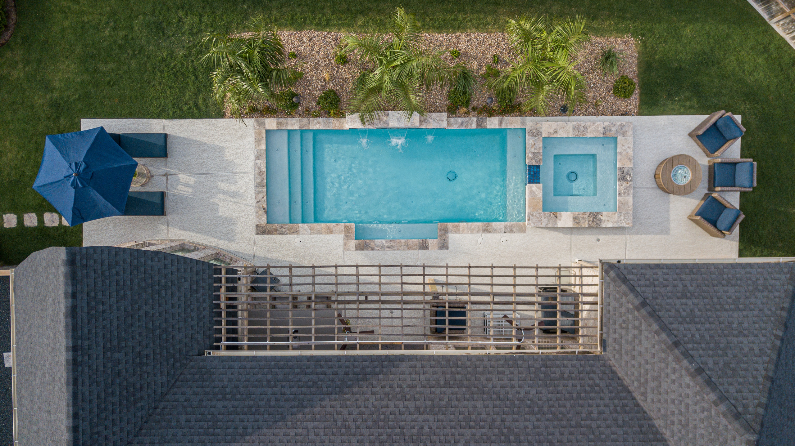 overhead view of a custom pool in houston tx