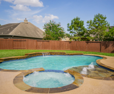 Hot tub and spa with copper accents